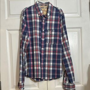 Hollister Men's Blue Plaid Shirt size XL